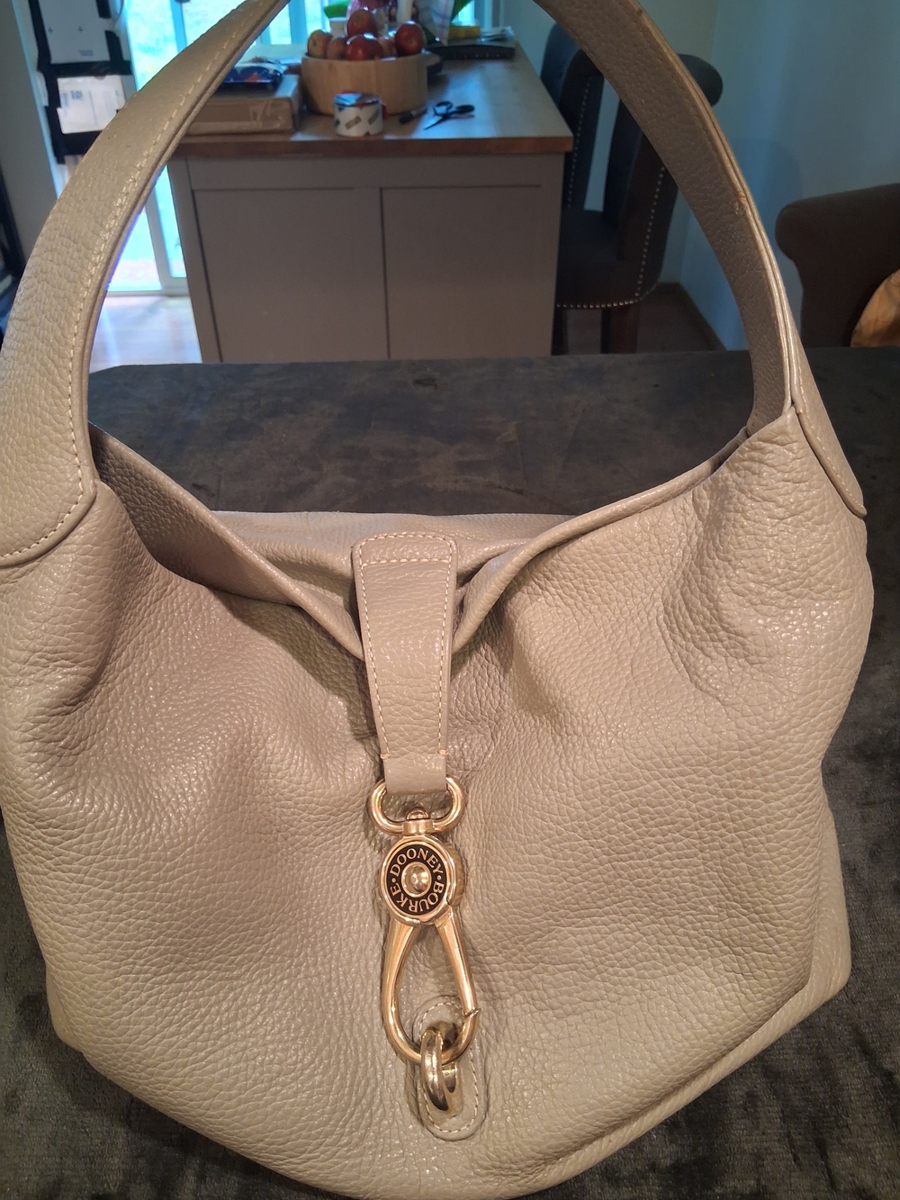 Dooney & Bourke Cream Pebbled Leather Hobo Bag